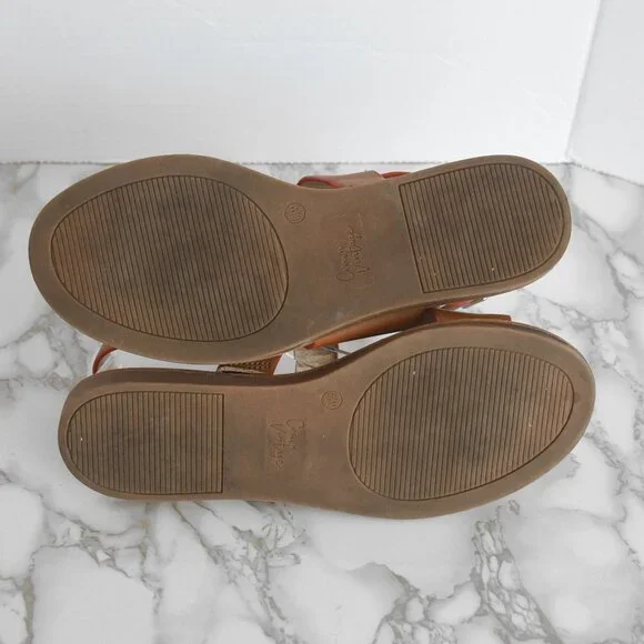 Crown Vintage Aaliyah Leather Sandal Brown Size 6.5 M - Picture 6 of 7